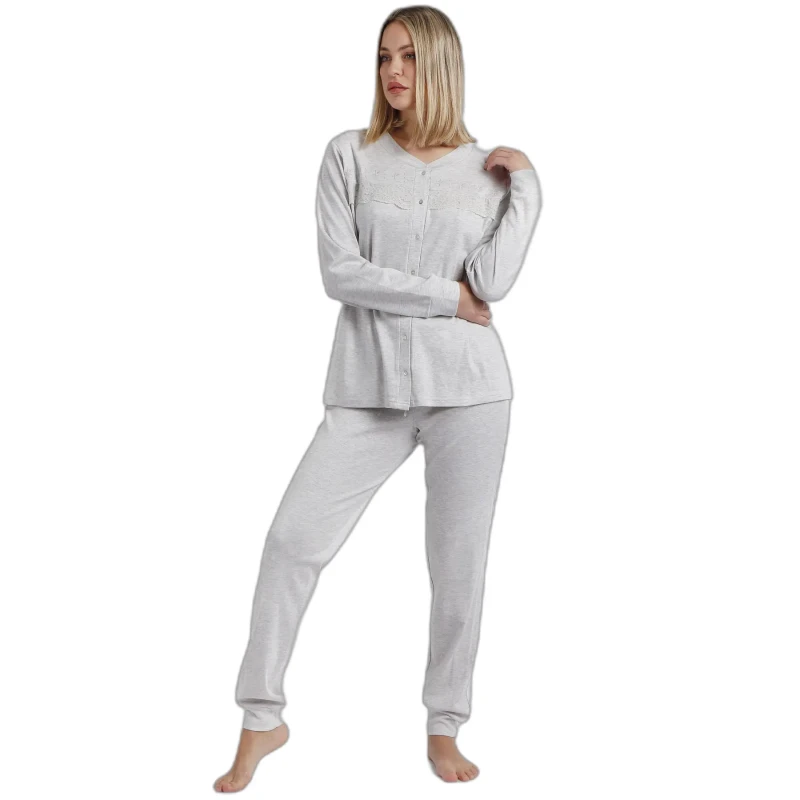 Image of Admas Womens long-sleeve pyjamas Admas Classic Classic Gris Female 2XL