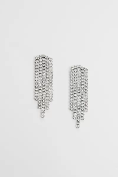 Image of Rhodium Plated Cubic Zirconia Chandelier Crystal Earrings