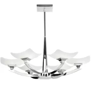 Image of Semi Flush Ceiling Light Chrome & Scavo Glass 6 Bulb Hanging Pendant Lamp Shade
