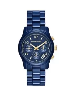 Image of Michael Kors Runway Chronograph Navy-Coated Stainless Steel Watch