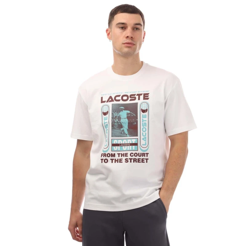 Image of Lacoste Relaxed Fit Ren Print T-Shirt White male M