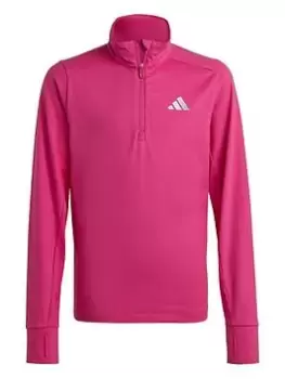 Image of Boys, adidas Unisex Junior Run Icons Reflective 1/2 Zip Top - Pink, Size 13-14 Years