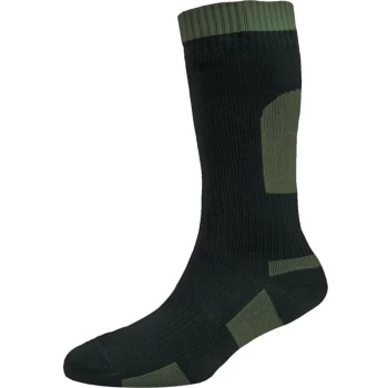 Image of Small, Thick Mid Length, Black & Olive Waterproof Socks - Sealskinz