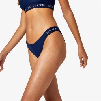 Image of Jack Wills Eco Ribbed Tanga Bikini Bottoms - Navy