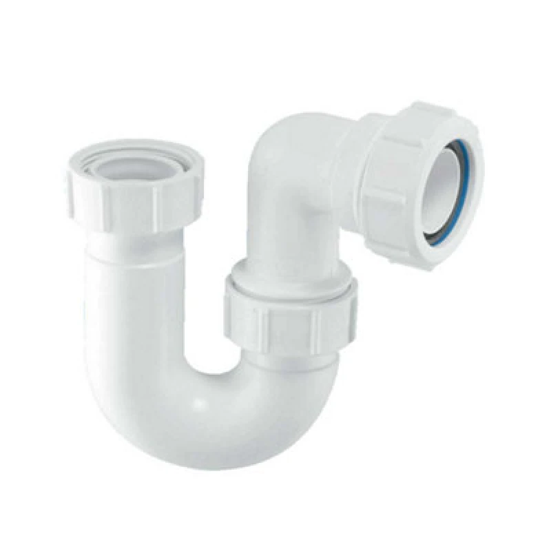 Image of McAlpine BT3 75mm Water Seal Tubular Low Inlet Swivel 'P' Trap with 1.25" Multifit Outlet White