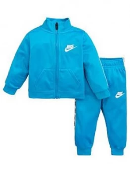Image of Nike Sportswear Infant Boys Block Taped Tricot Tracksuit - Blue, Size 24 Months