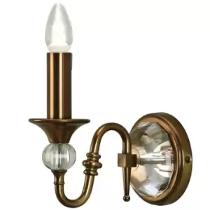 Image of Diana Luxury Single Curved Traditional Wall Light Antique Brass Crystal Candle