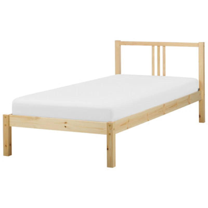 Image of Beliani Bed Pine Wood Vannes 90 X 200 Cm (Eu Single) Light Brown