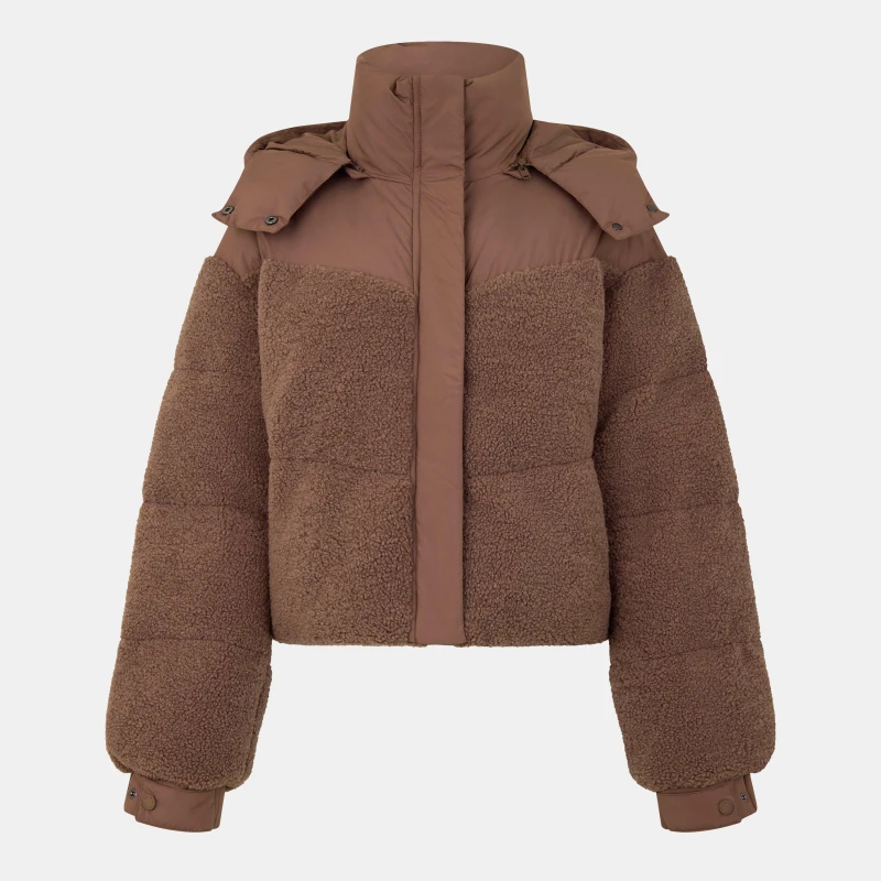 Image of Jack Wills Womens Quilted Short Puffer Jacket Mocha female 6 (2XS)