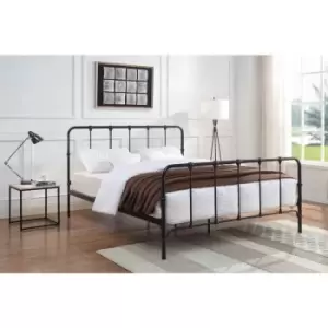 Image of Tunstall Black Metal Bed Frame Victorian Industrial Style King Size 5ft - Black