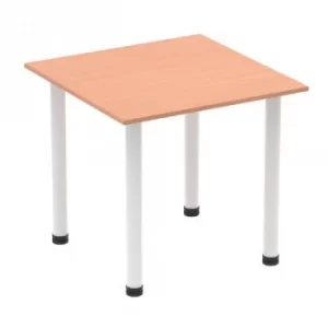 Image of Impulse 800mm Square Table Beech Top White Post Leg I003674