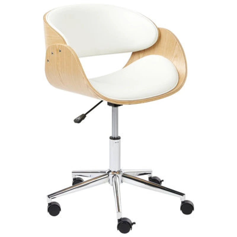 Image of Beliani Desk Chair Palatka Faux Leather White