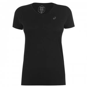 Image of Asics V Neck T Shirt Ladies - Black