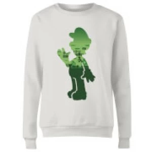Image of Nintendo Super Mario Luigi Silhouette Womens Sweatshirt - White - S