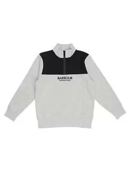 Image of Barbour International Boys Moto Half Zip Sweat Top - Grey Marl/black, Grey Marl/Black, Size 8-9 Years