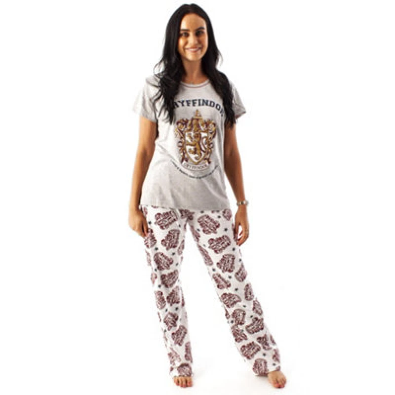 Image of Harry Potter Short Sleeve Long Leg Pyjama Set Grey female