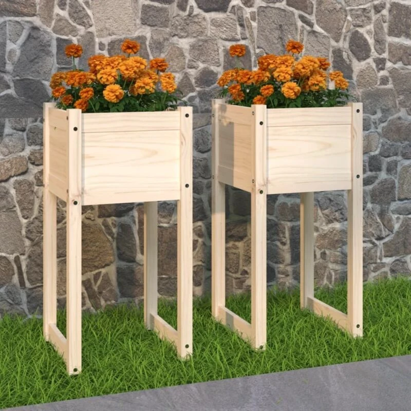 Image of vidaXL Planters 2 pcs 40x40x81cm Solid Wood Pine, Brown 822123