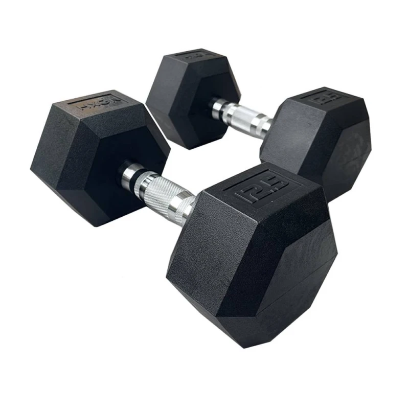 Image of HXGN 2 x 12.5kg Pro Hex Dumbbells (Pair) in Black Unisex 12.5kg