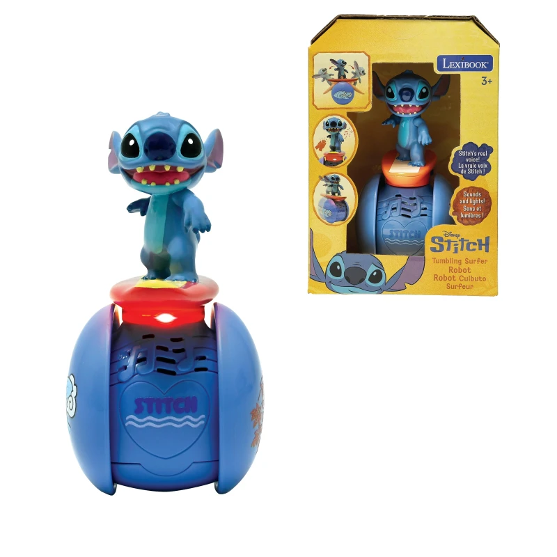 Image of LEXIBOOK Disney Stitch The Interactive Surfer Stitch Robot - Self-Balancing Light and Sound Effects Portable Toy with Reactive Sensors Blue ROB0