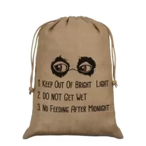 Image of Grindstore Keep Out Of Bright Light Hessian Santa Sack (One Size) (Brown/Black)
