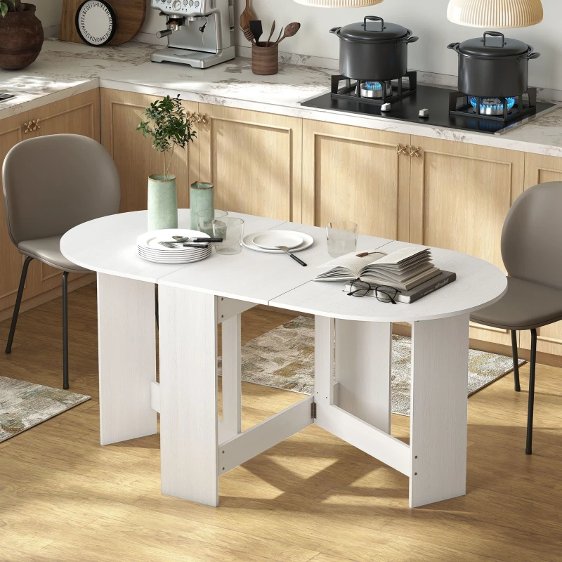 Image of Homcom Oval Kitchen Table For Dining Room, Small Spaces, Ash Wood-Effect