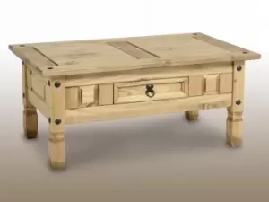 Image of Seconique Corona Pine 1 Drawer Wooden Coffee Table Flat Packed