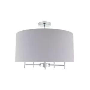 Image of Percallo Elegant 5-Bulb Large Linen Shade Ceiling Light Silver/Grey