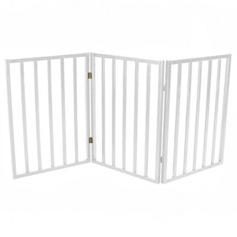 Image of Oypla Dog Safety Folding Wooden Pet Gate Barrier White