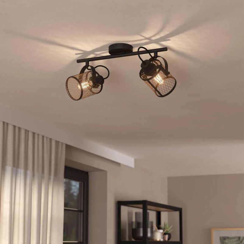 Image of EGLO EGLO Dellow Steel 2 Light Spotlight - Black