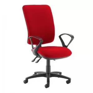 Image of Senza extra high back operator chair with fixed arms - Belize Red