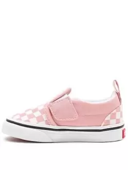 Image of Vans Classic Slip-on Checkerboard Core Classics Toddler Trainers - Pink/White, Size 9 Younger