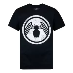 Image of Venom Mens Distressed Logo T-Shirt (S) (Black/White)