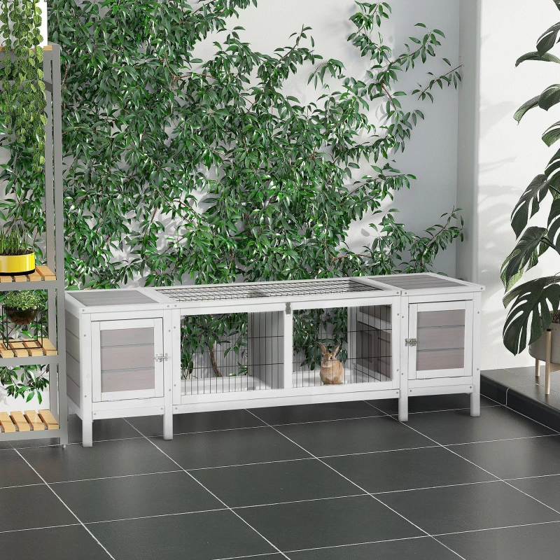 Image of PawHut Indoor Rabbit Hutch Separable Guinea Pig Cage Bunny Run Grey