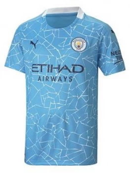 Image of Puma Puma Youth Manchester City Home Short Sleeved Shirt, Blue, Size 9-10 Years