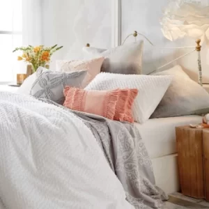 Image of Peri Home Dot Fringe Kingsize Duvet Cover, White