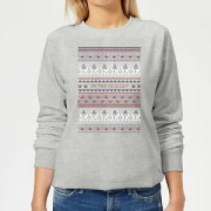 Image of Star Wars On The Nice List Pattern Womens Christmas Sweatshirt - Grey - 4XL