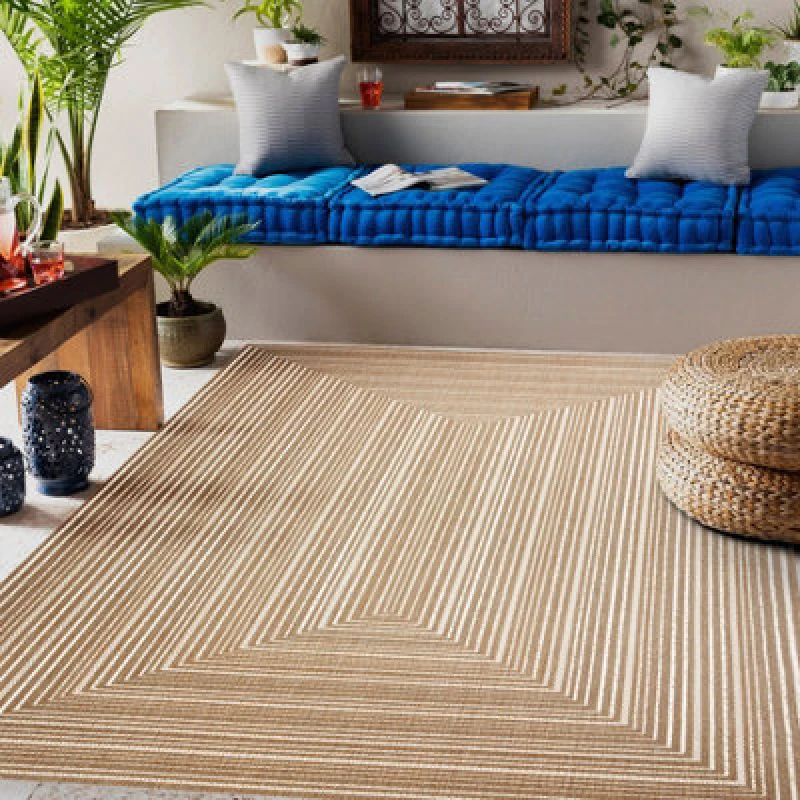 Image of RugsX Flat 48962265 Sisal Carpet Geometric - Natural Beige Straw Color, String 80X150 Cm