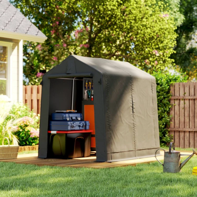 Image of OUTSUNNY 7.5 x 6.2 ft Outdoor Garden Storage Shed, Waterproof Bike Tent in Dark Grey Dark Grey Unisex
