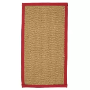 Image of Coir Herringbone Rug - With Red Border