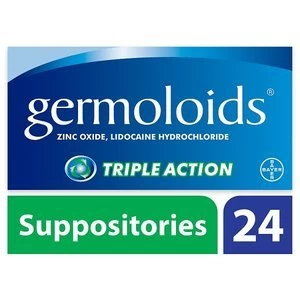 Image of Germoloids Haemorrhoids & Piles Suppositories 24 Tablets