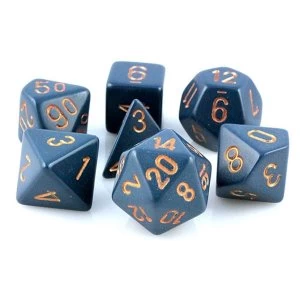 Image of Chessex Opaque Poly 7 Dice Set: Dusty Blue/Copper