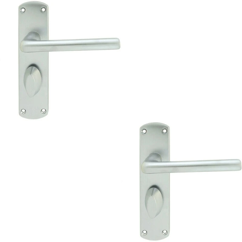 Image of Loops 2x Rounded Straight Bar Handle on Bathroom Backplate 170 x 42mm Satin Chrome Multi
