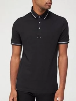 Image of Armani Exchange Centre Logo Polo Shirt Black Size XS Men
