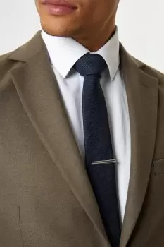 Image of Regular Navy Marl Texture Tie And Tie Clip