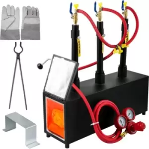 Image of VEVOR Propane Knife Forge, Farrier Furnace with Three Burners, Portable Square Metal Forge with Single Durable Door, Large Capacity, for Blacksmithing