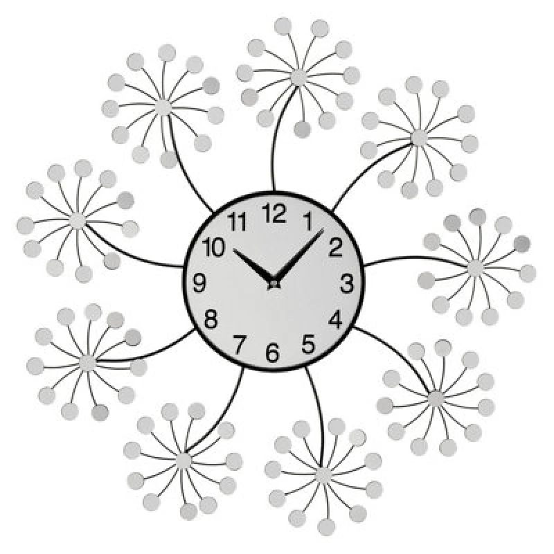 Image of Premier Housewares Interiors by Premier Mirrored Floret Wall Clock Silver