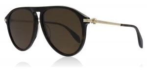Image of Alexander McQueen AM0134S Sunglasses Havana / Gold / Brown 002 60mm