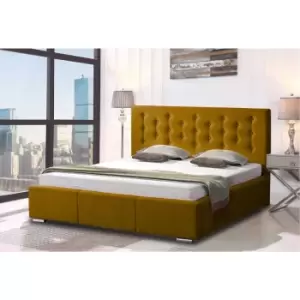 Image of Pinia Bed King Plush Velvet Mustard