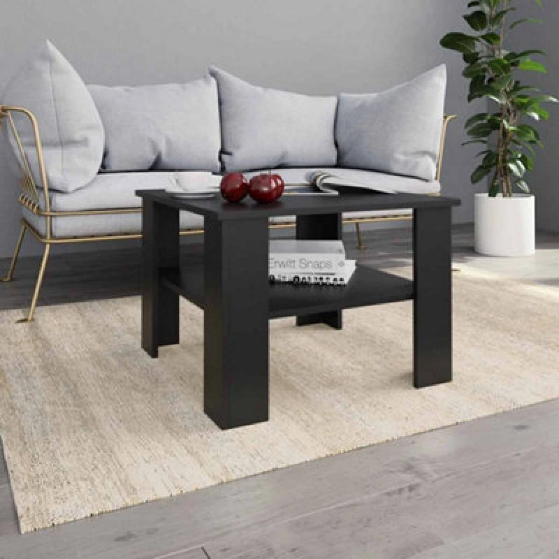 Image of vidaXL Coffee Table Black Chipboard Couch Side Dining Telephone Small Table