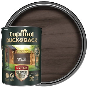 Image of Cuprinol Ducksback 5 Year Waterproof for Sheds & Fences Harvest Brown 5 Litre